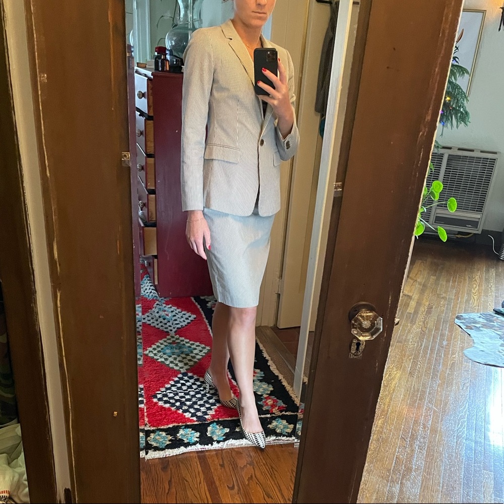 Blue & White Seersucker Suit J Crew
